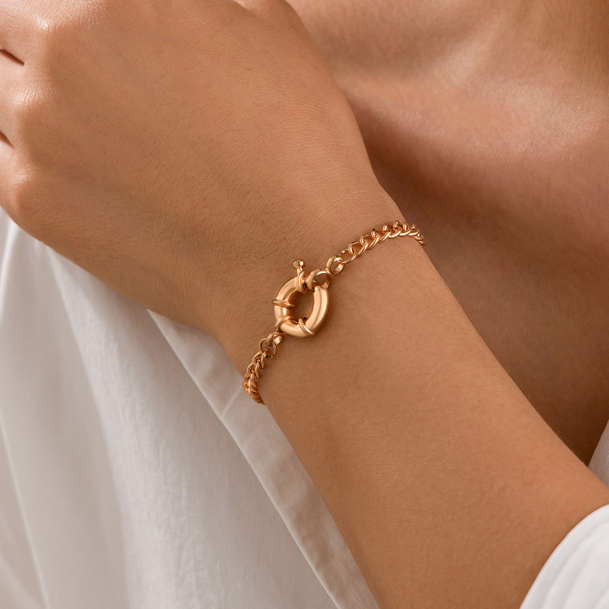 Geometric Metal Copper Ring Bracelet