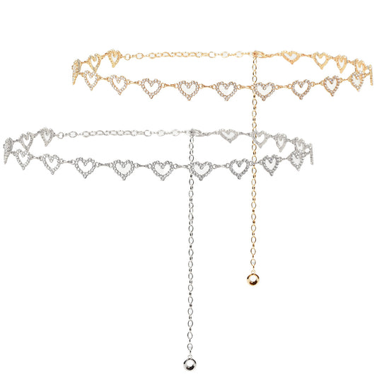 Rhinestone Pearl Heart Waist Chain