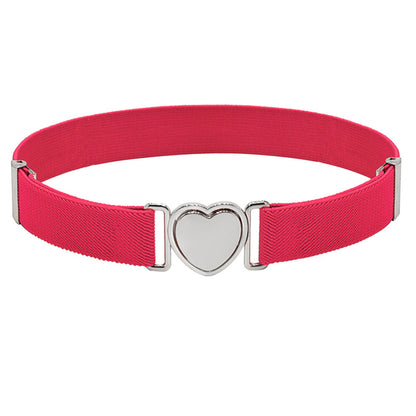 Silver Heart Buckle Adjustable Kids Belt