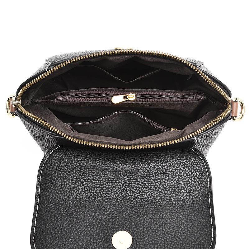Double-layer solid color buckle shell bag