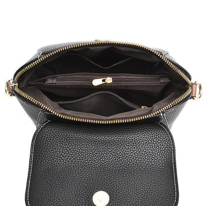 Double-layer solid color buckle shell bag