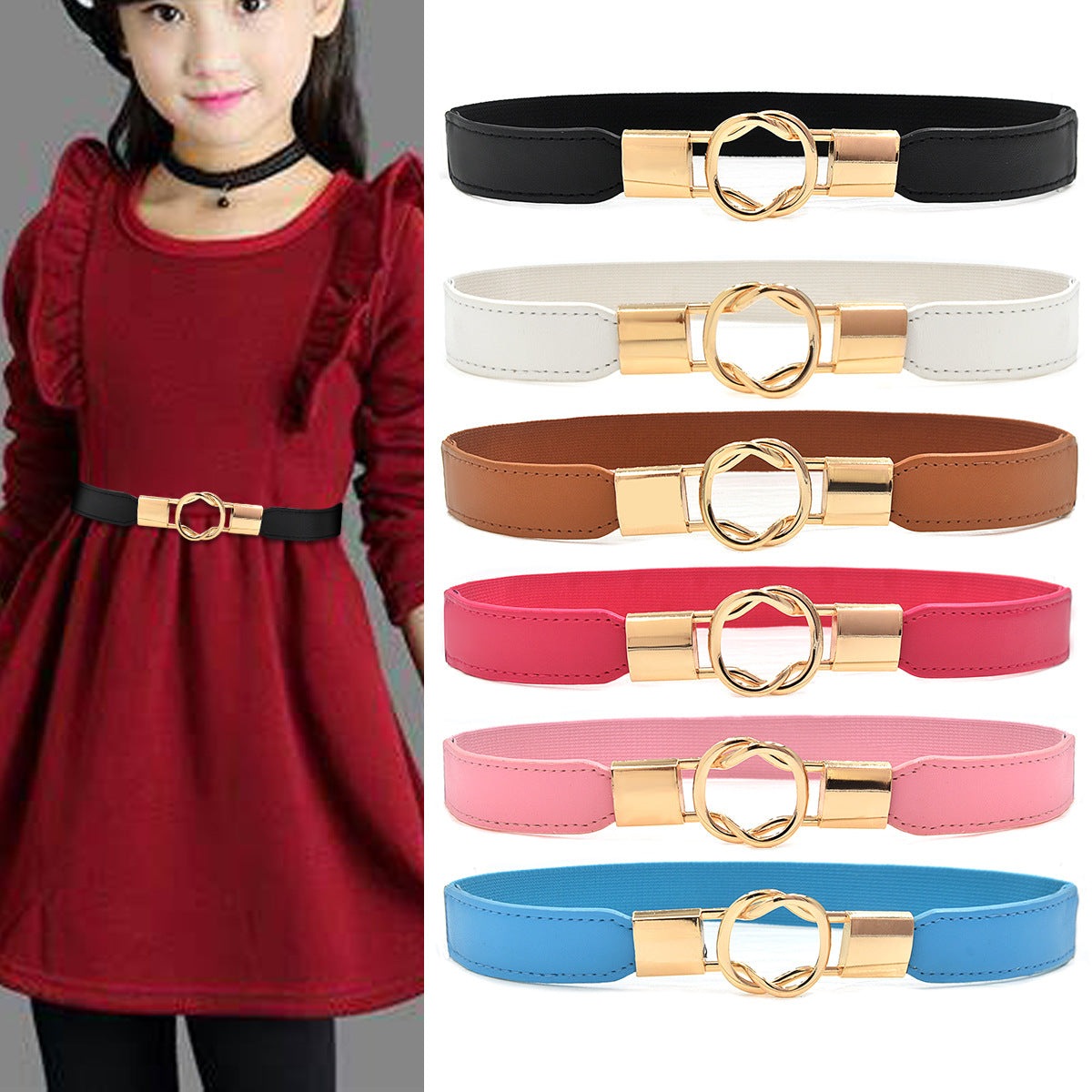 Gold buckle thin belt