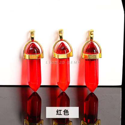 Colorful glass hexagonal column pendant