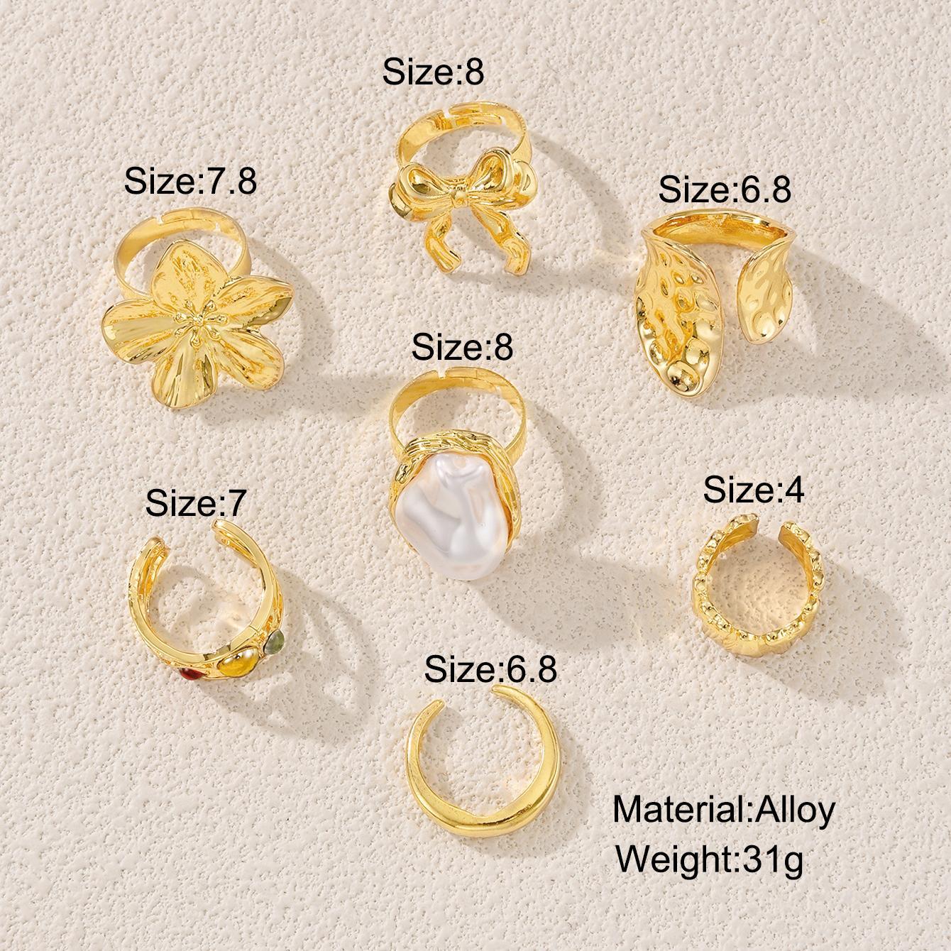 7-Piece Irregular Flower Ring Set