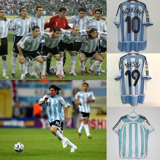 06 WC Argentina 19 Messi 10 Riquelme Retro camiseta tailandesa 