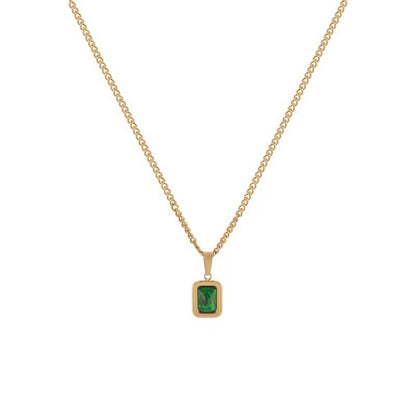 French Style Emerald Pendant Necklace, Elegant 18K Gold