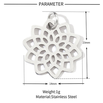 20 pcs/pack Flower Life Tree Titanium Steel DIY Pendant