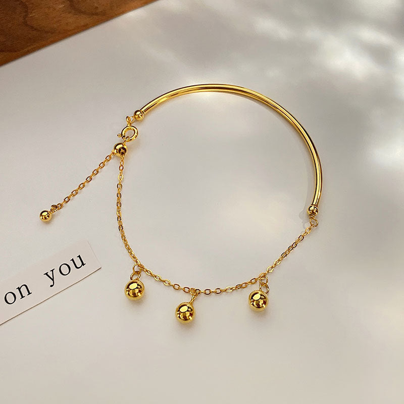 Titanium Steel 18K Gold Bead Bracelet