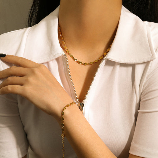 Pulsera de cadena con pétalos ovalados 