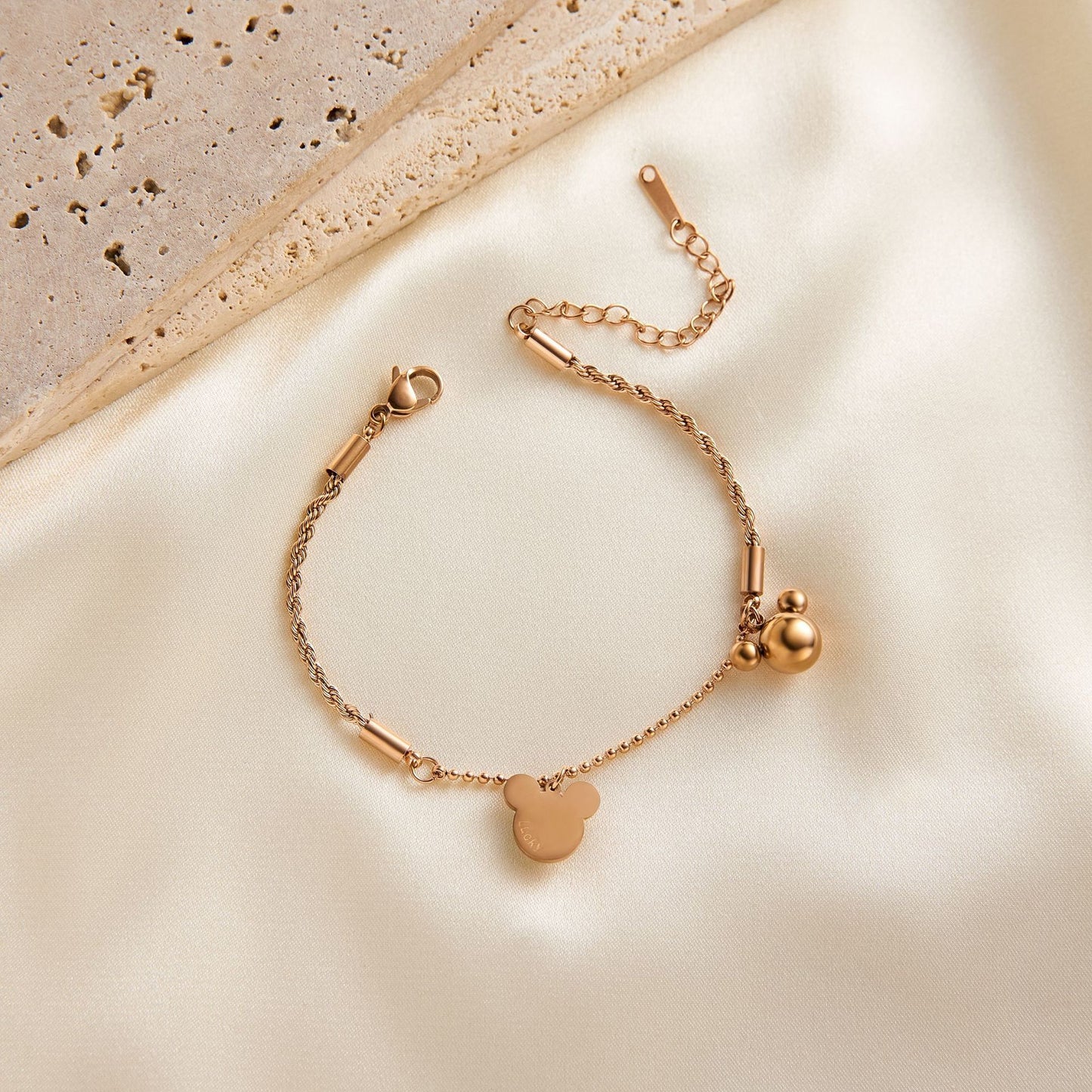 Women's Mickey Mouse Twisted Rice-Bead Bracelet — Non-Fading