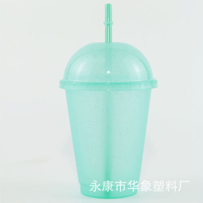 PP large hole milk tea cup glitter plastic cup 16oz
