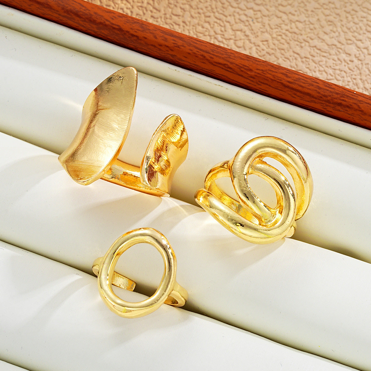 Gold Irregular Hollow Ring Set