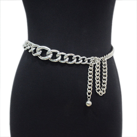 Punk style chain metal thin waist chain