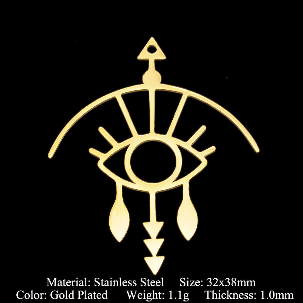 5 pcs/pack stainless steel card star and moon eye pendant.