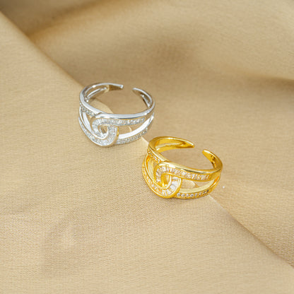 Double C Diamond Ring, Fashionable Luxury, Simple and Versatile