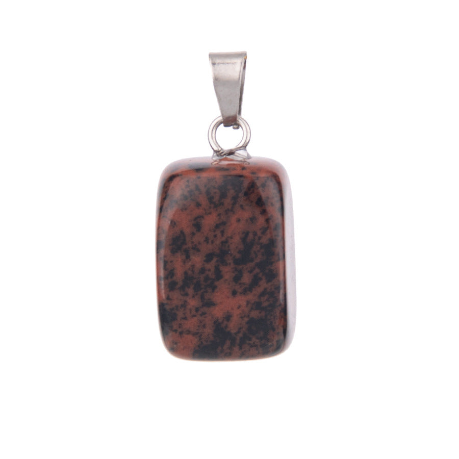 Crystal amorphous semi-precious stone cube pendant