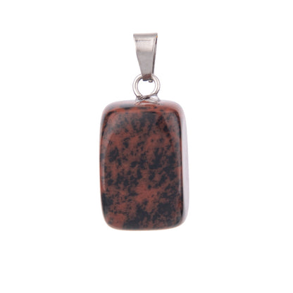 Crystal amorphous semi-precious stone cube pendant