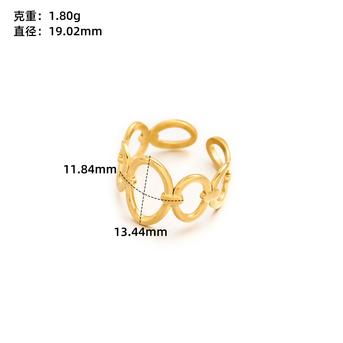 Stainless steel love open ring
