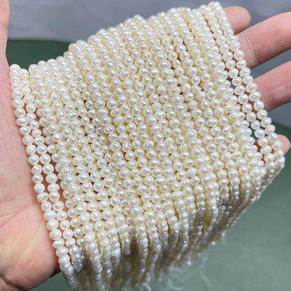 4-4.5mm freshwater thread punching round small pearl loose beads