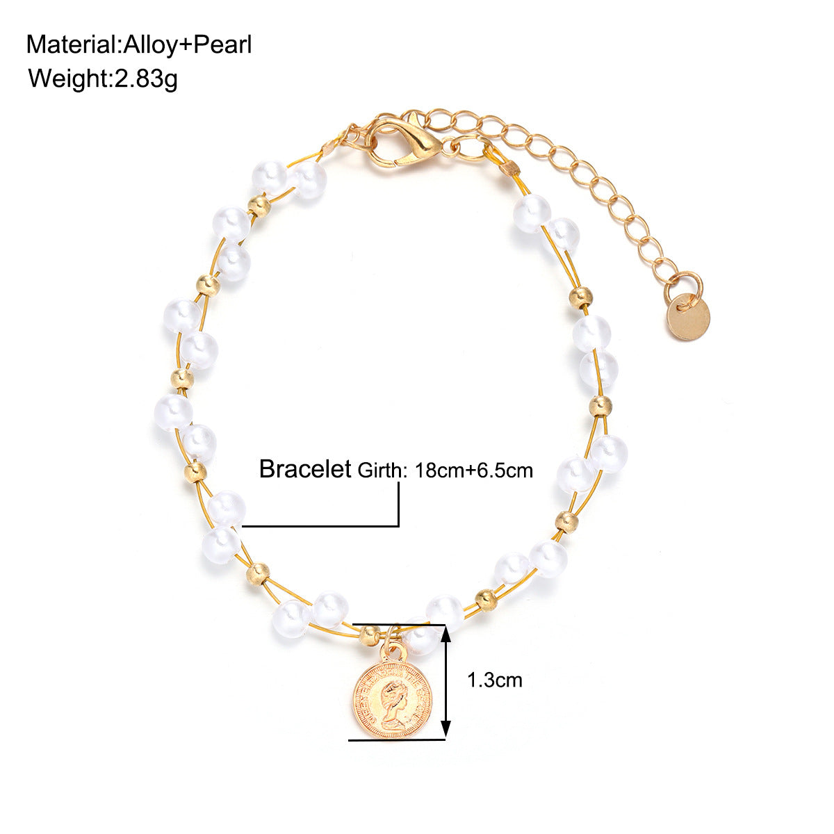 Pearl Portrait Pendant Bracelet