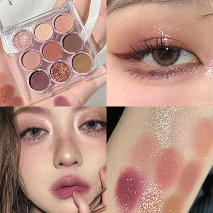 Paleta de sombras de ojos de nueve colores melocotón 