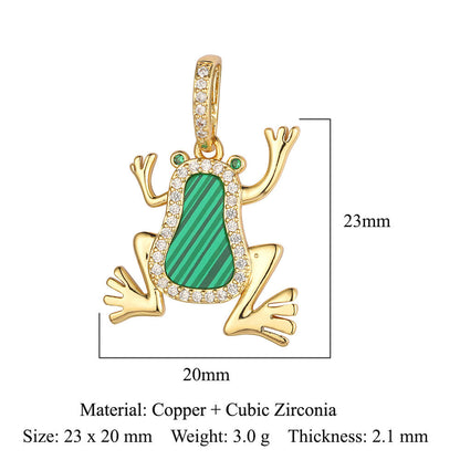 Frog Conch Shell Copper Zircon Pendant