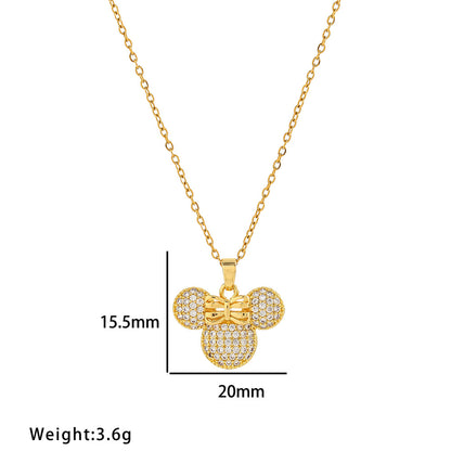 Conjunto de joias de mouse fofo em aço titânio 