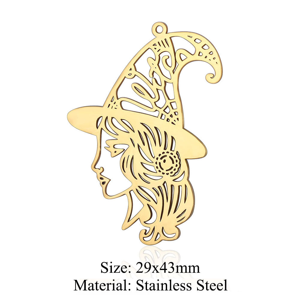 5 pcs/bag witch hat titanium steel eye pendant