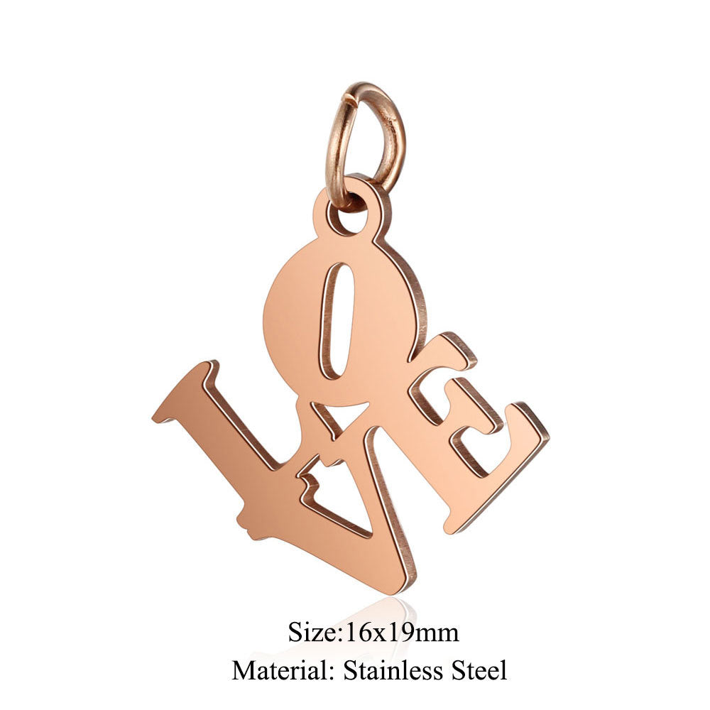 5 pcs/titanium steel pendant LOVE pentagram elephant cat