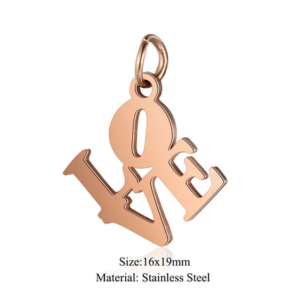 5 pcs/titanium steel pendant LOVE pentagram elephant cat