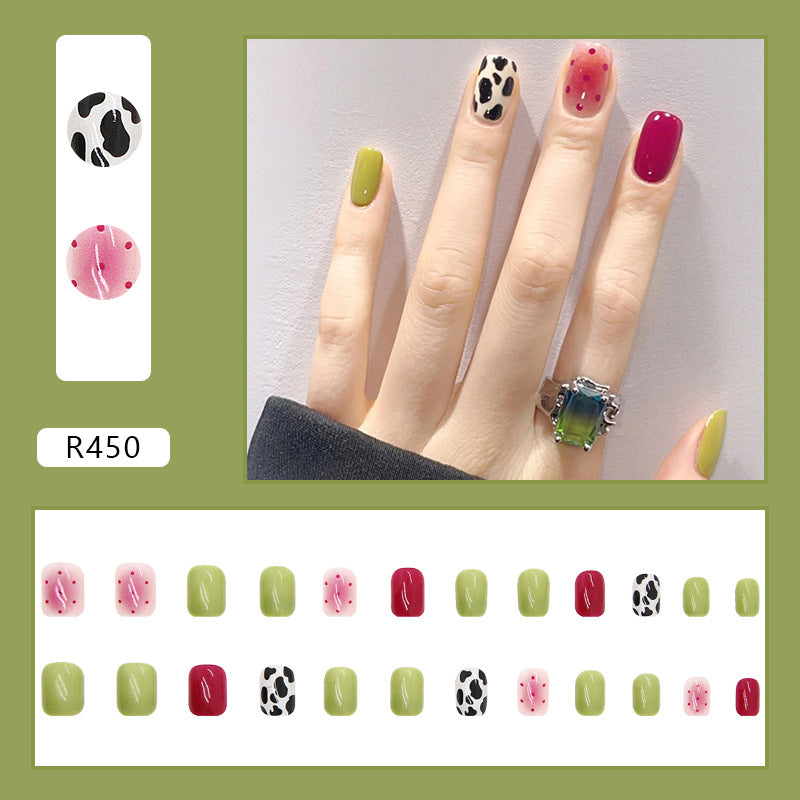 Cow Print Short Thin Wearable Nails