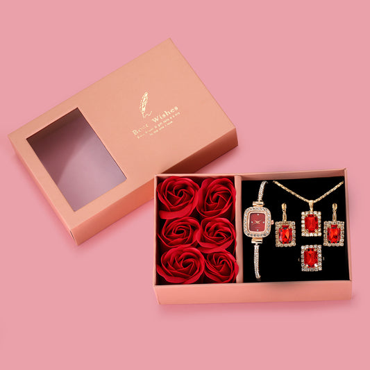 Quartz bracelet watch rose gift box set