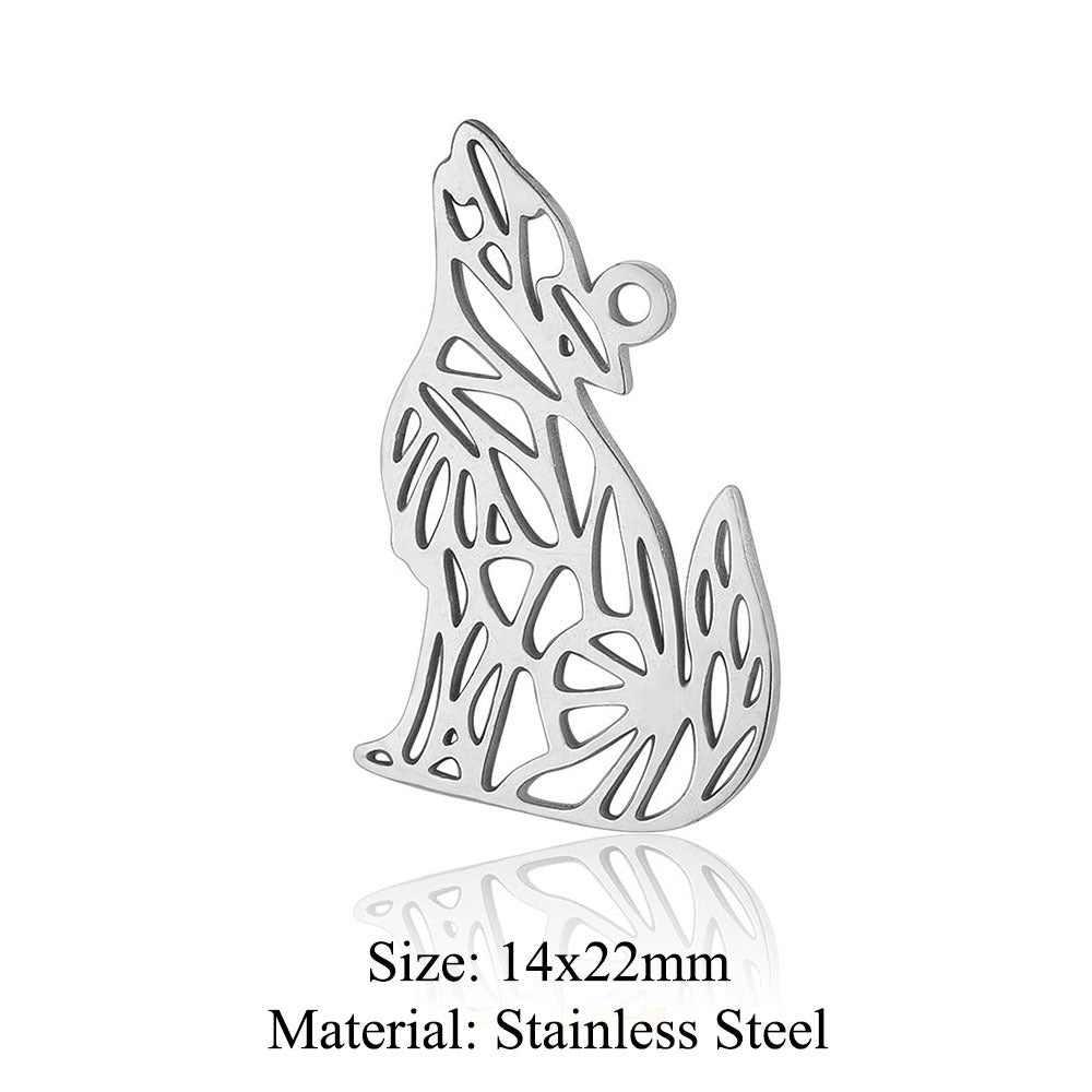 Colgante de acero de titanio con forma de elefante, lobo, tortuga, león y oso, 5 unidades por bolsa 