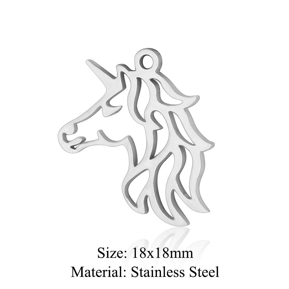 Colgante de acero de titanio con forma de elefante, lobo, tortuga, león y oso, 5 unidades por bolsa 