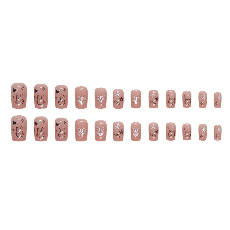 Heart Star Bunny Medium-Length Fake Nails