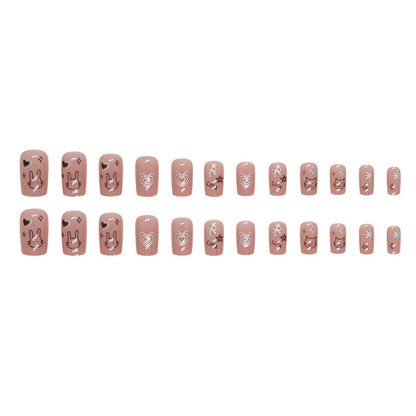 Heart Star Bunny Medium-Length Fake Nails