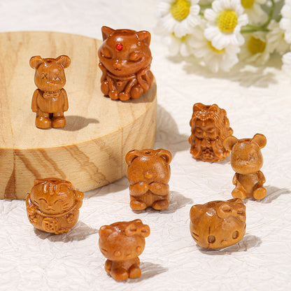 Barbie sandalwood carving lion head cat claw lotus pod accessories