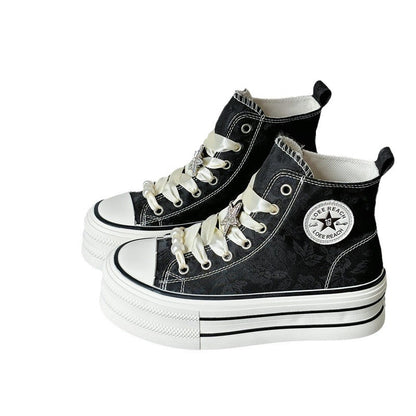 Chinese style thick-soled casual height-increasing sneakers