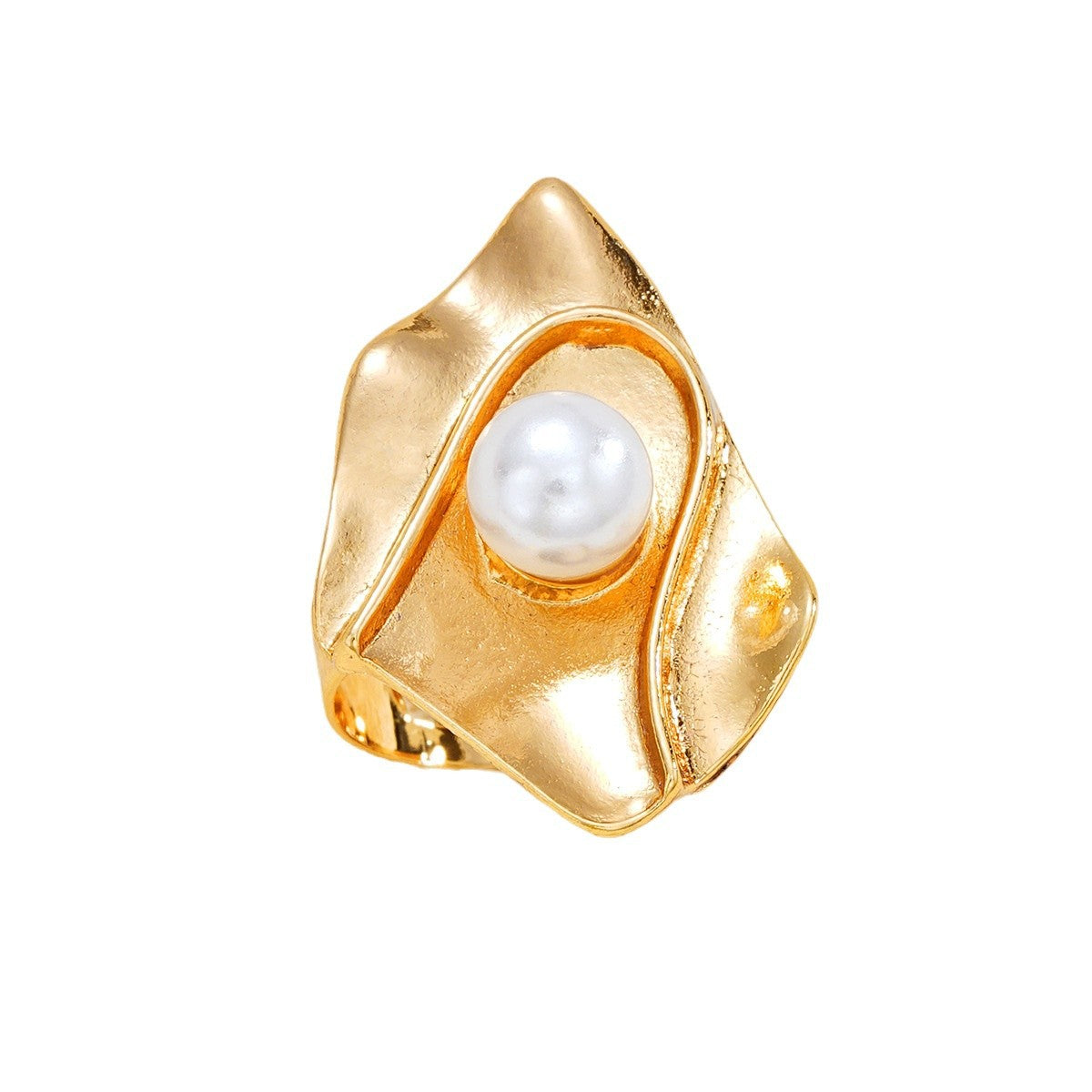 Irregular Imitation Pearl Gold Ring