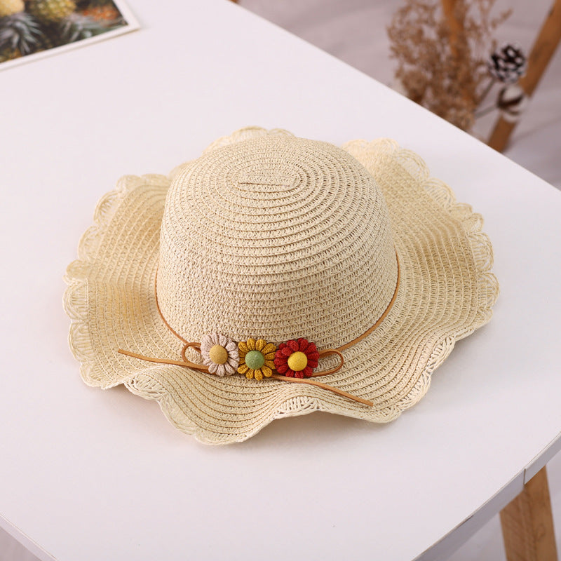 Floral Family Straw Hat Bag Set Summer Outdoor Fresh Beach Sun