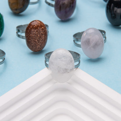 Crystal Oval Adjustable Ring