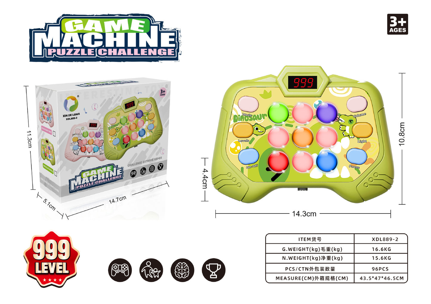 Presione y empuje el juguete para niños Speed ​​Challenge Game Machine Mole 