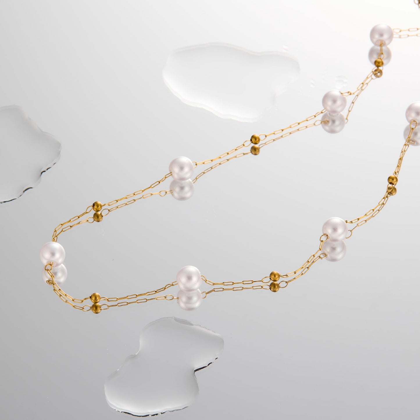 Handmade Titanium Steel Glass-Pearl Choker — Short Collarbone Necklace