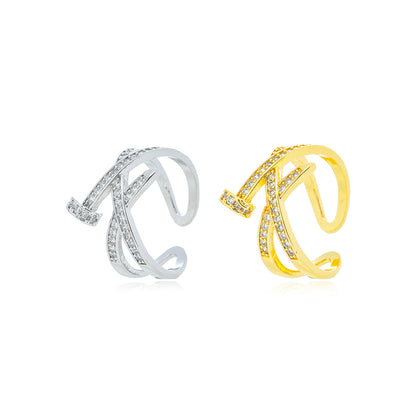 Anillo abierto de uñas con cinturón de diamantes de imitación apilable 