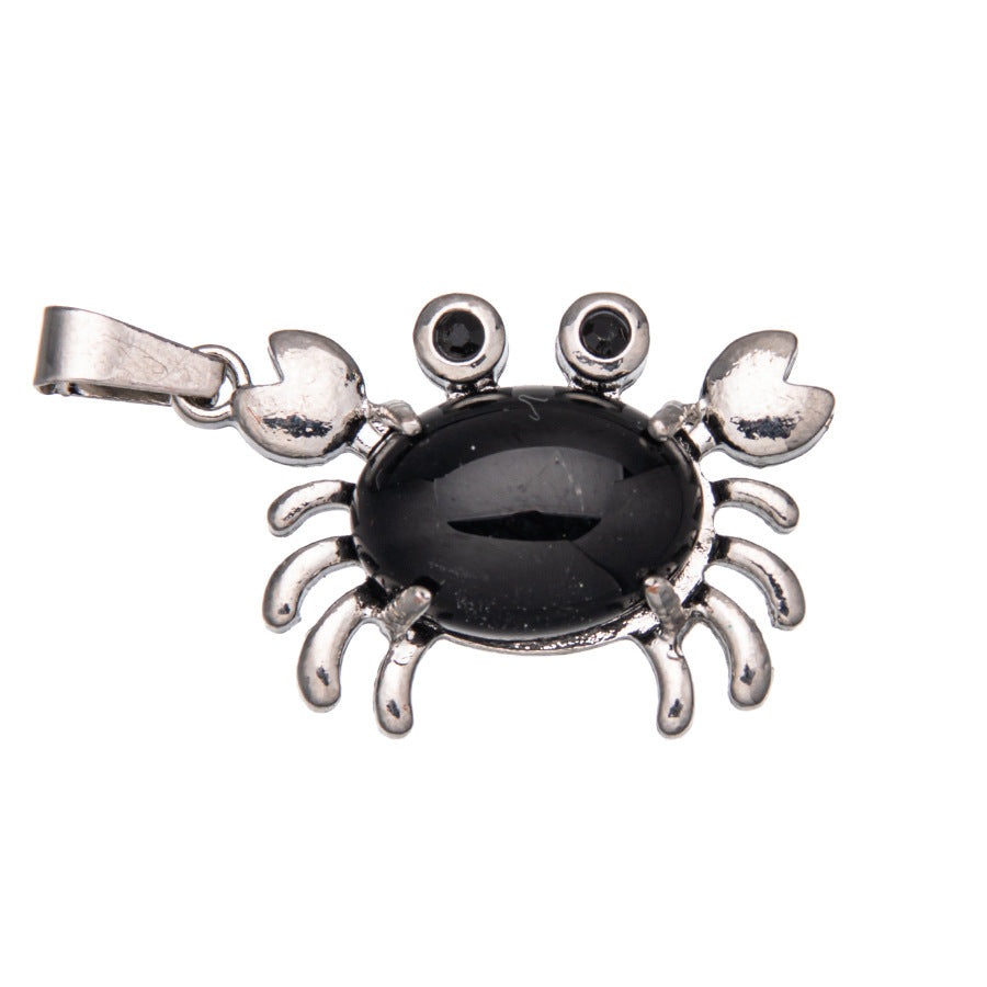 Colgante de cristal ovalado de ágata de cangrejo 