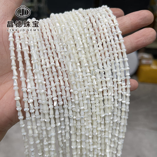4 * 7 Natural White Horseshoe Snail Small Mushroom Loose Beads