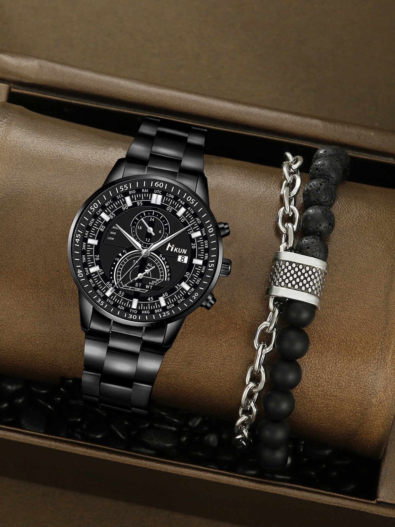 Alloy Watch Crown Beaded Turquoise Set