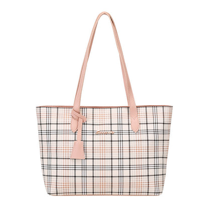 Plaid print tote bag