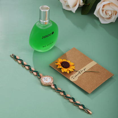 Diamond Quartz Watch Perfume Greeting Card 3-piece Set