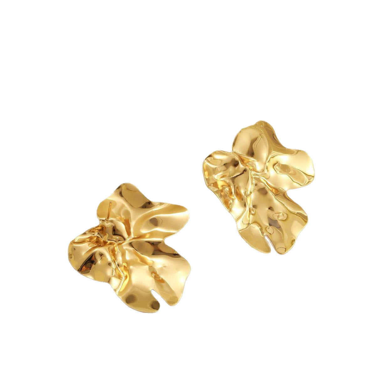 Irregular Pleated Metal Stud Earrings